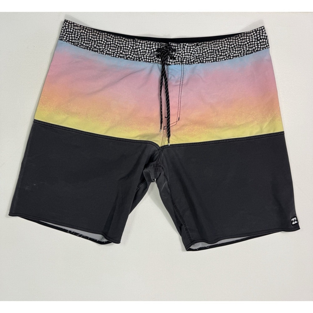 Billabong Board Shorts Mens 36x10 Recycler Pro Blue Pink Yellow Gradient Beach